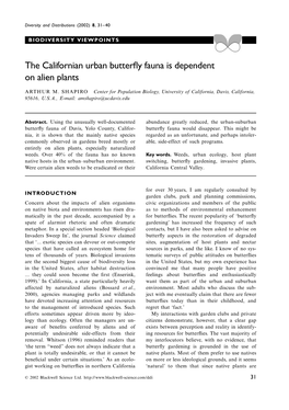 The Californian Urban Butterfly Fauna Is Dependent on Alien Plants