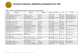Registered Supplier List – 2019