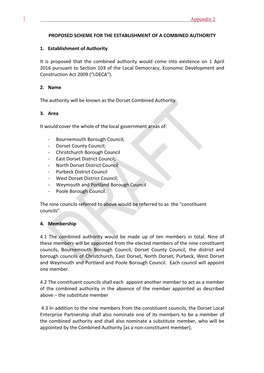 Proposed Scheme for the Establishment of a Combined Authority