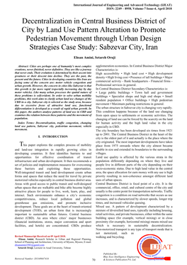 Decentralization in Central Business District of City by Land Use Pattern