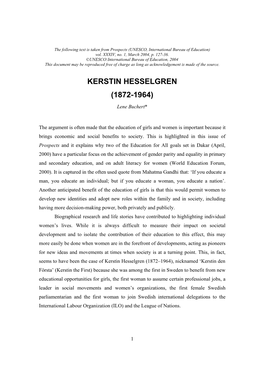 Kerstin Hesselgren (1872-1964)