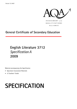 GCSE 2009 Specification