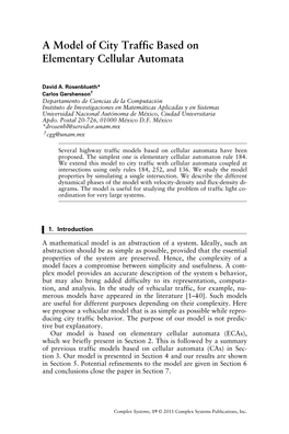 A Model of City Traffic Based on Elementary Cellular Automata