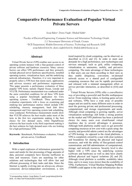 Comparative Performance Evaluation of Popular Virtual Private Servers 343