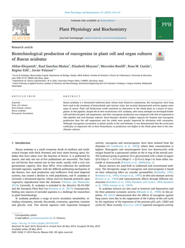 Biotechnological Production of Ruscogenins in Plant Cell and Organ Cultures of Ruscus Aculeatus T