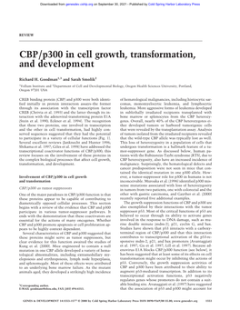 CBP/P300 in Cell Growth, Transformation, and Development