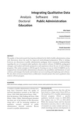 Integrating Qualitative Data Analysis Software Into Doctoral Public Administration Education