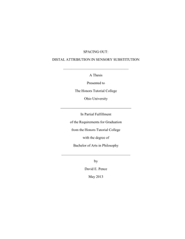 Distal Attribution in Sensory Substitution