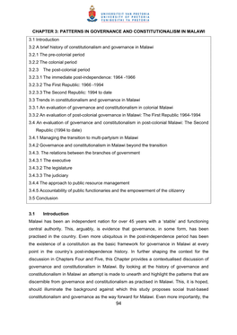 Chapter 3: Patterns in Governance and Constitutionalism in Malawi