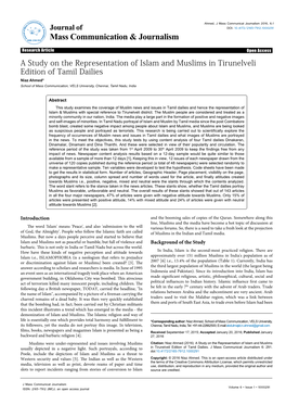 A Study on the Representation of Islam and Muslims in Tirunelveli