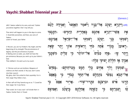 Vaychi: Shabbat Triennial Year 2