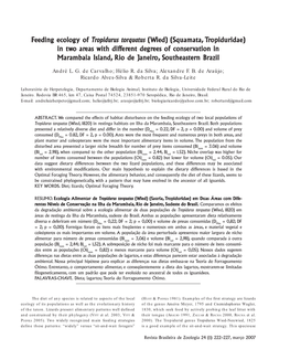 Feeding Ecology of Eeding Ecology of Tropidurus Torquatus (W Ied