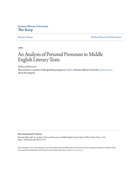 An Analysis of Personal Pronouns in Middle English Literary Texts