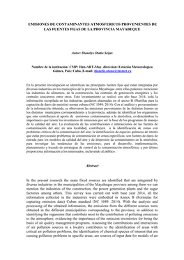 Emisiones De Contaminantes Atmosféricos Provenientes De Las