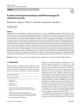 A Review of Development Methods and EOR Technologies for Carbonate Reservoirs