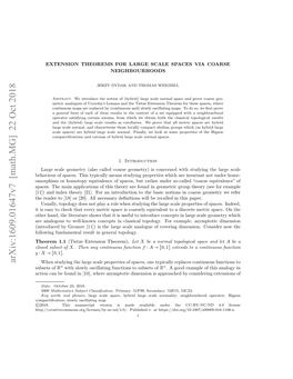 EXTENSION THEOREMS for LARGE SCALE SPACES VIA COARSE NEIGHBOURHOODS 3 on X) Such That There Is a Uniformly Bounded Cover of X Which Consists of Open Sets