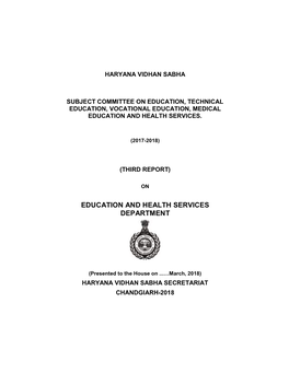 Third Report of Subject Committee on Education and Health Services