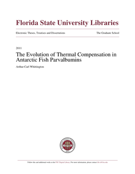 The Evolution of Thermal Compensation in Antarctic Fish Parvalbumins Arthur Carl Whittington