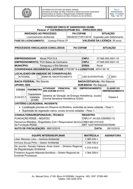 Drra/2020 (Sei) Indexado Ao Processo Pa Copam Situaç