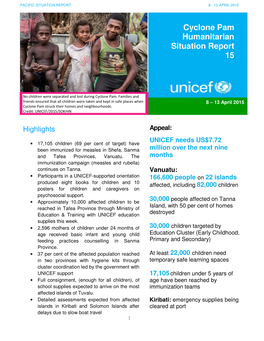 Cyclone Pam Humanitarian Situation Report 15