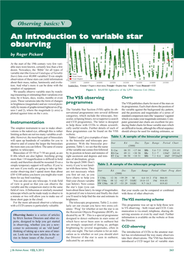 An Introduction to Observing Variable Stars