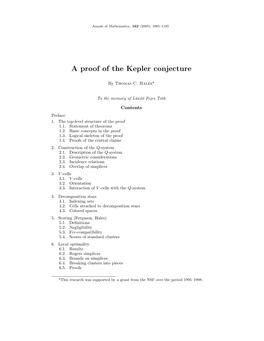 A Proof of the Kepler Conjecture