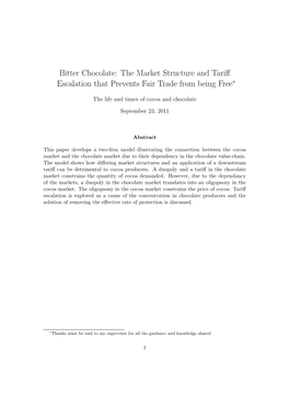 Bitter Chocolate: the Market Structure and Tariff Escalation That Prevents