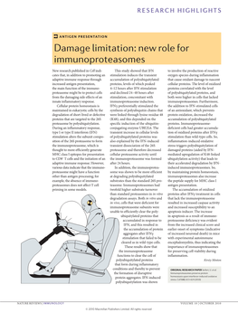 Antigen Presentation Damage Limitation: New Role for Immunoproteasomes