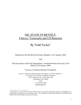 Chávez, Venezuela and US Reaction by Todd Tucker