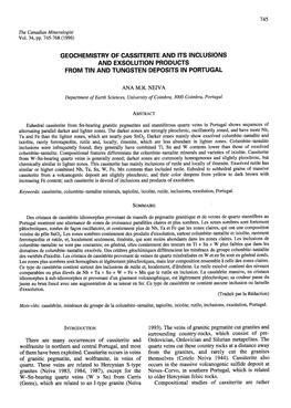 Geochemistry of Cassiterite and Its Inclusions And