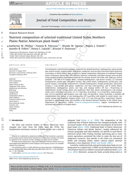 Nutrient Composition of Selected Traditional United States Northern