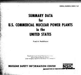 SUMMARY DATA for U.S. COMMERCIAL NUCLEAR POWER PLANTS in the UNITED STATES