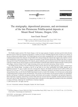 The Stratigraphy, Depositional Processes, and Environment of the Late Pleistocene Polallie-Period Deposits at Mount Hood Volcano, Oregon, USA