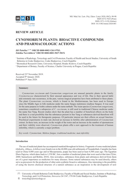 Cynomorium Plants: Bioactive Compounds and Pharmacologic Actions