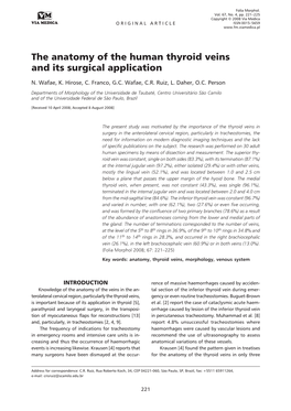 The Anatomy of the Human Thyroid Veins and Its Surgical Application