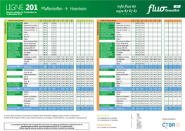 LIGNE 201 Pfaffenhoffen Hoenheim Horaires Valables Du 2 Septembre Au 0972 67 67 67 14 Décembre 2019 Appel Non Surtaxé