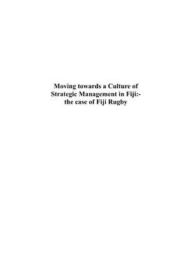 Moving Towards a Culture of Strategic Management in Fiji:- the Case of Fiji Rugby