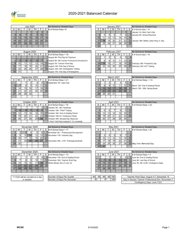 2020-2021 Balanced Calendar