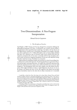 Two-Dimensionalism: a Neo-Fregean Interpretation