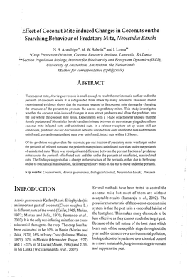 Effect of Coconut Mite-Induced Changes in Coconuts on the Searching Behaviour of Predatory Mite, Neoseiulus Baraki