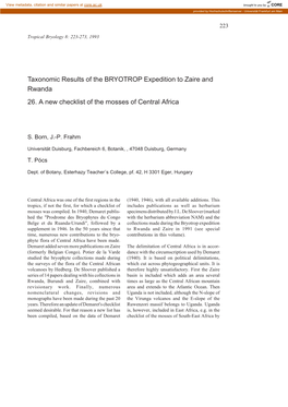 Taxonomic Results of the BRYOTROP Expedition to Zaire and Rwanda 26