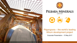 Pilgangoora – the World's Leading Lithium Development Project