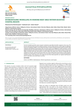 Hydrodynamic Modelling in Inshore Reef Area Within Kuantan Coastal Region