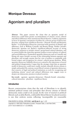 Agonism and Pluralism