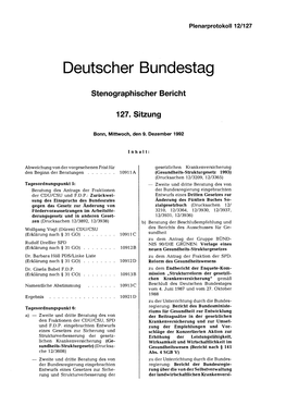 Stenographischer Bericht 127. Sitzung