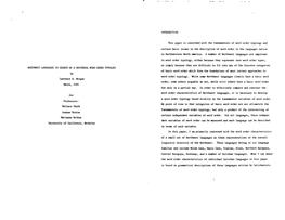 Nojmlwest LANGUAGES in Searrn of a UNIVERSAL WORD ORDER TYPOLOGY of Basic Word Order Which Fono the Foundations of Most Current Approaches to by Word Order Typology