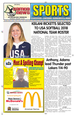 Keilani Ricketts Selected to Usa Softball 2018