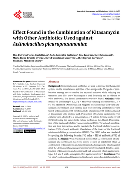 Effect Found in the Combination of Kitasamycin with Other Antibiotics Used Against Actinobacillus Pleuropneumoniae