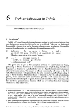 Verb Serialisation in Tolaki