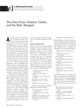 The True Cross: Chaucer, Calvin, and the Relic Mongers